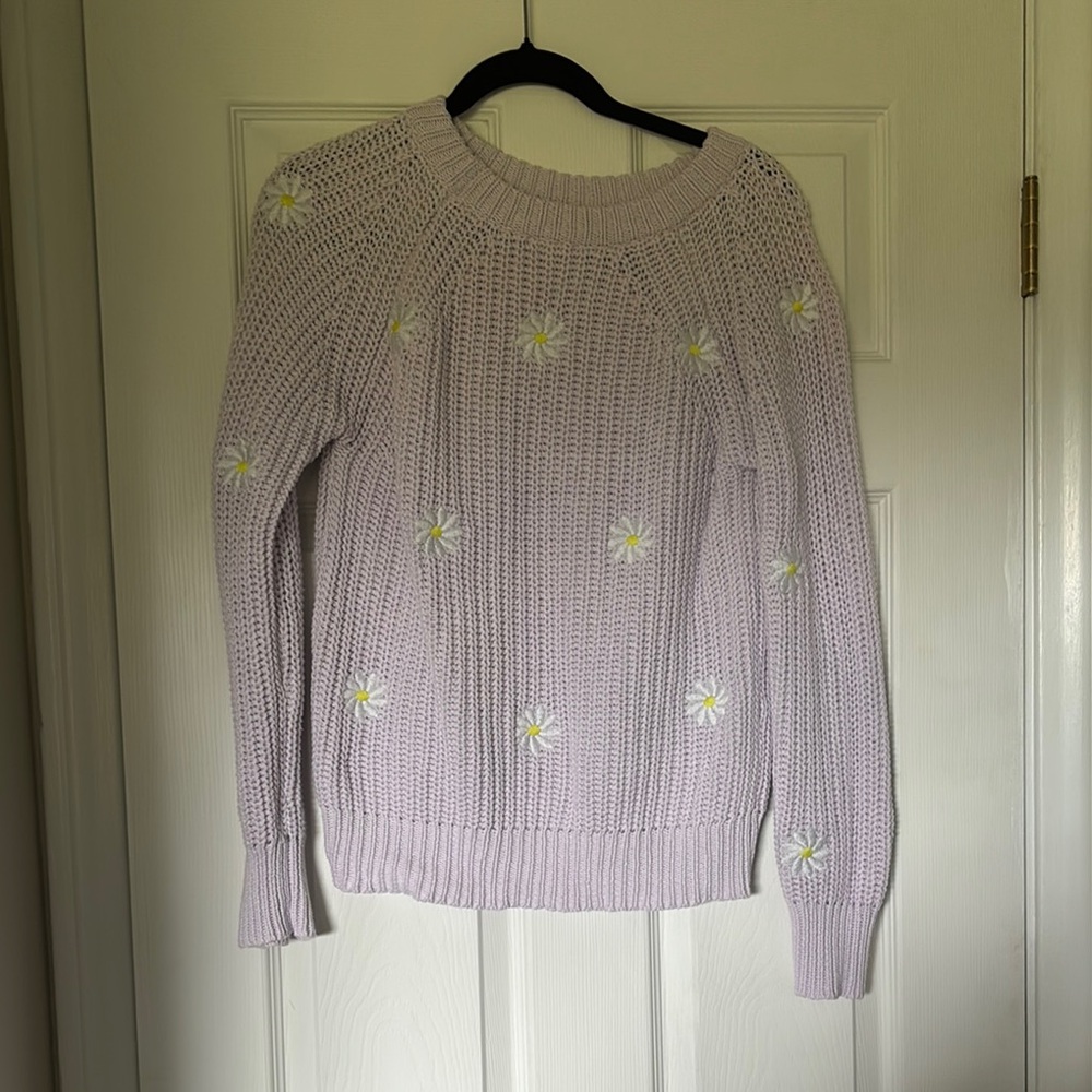 Hem & Thread Purple and Yellow Crew Neck Sweaters